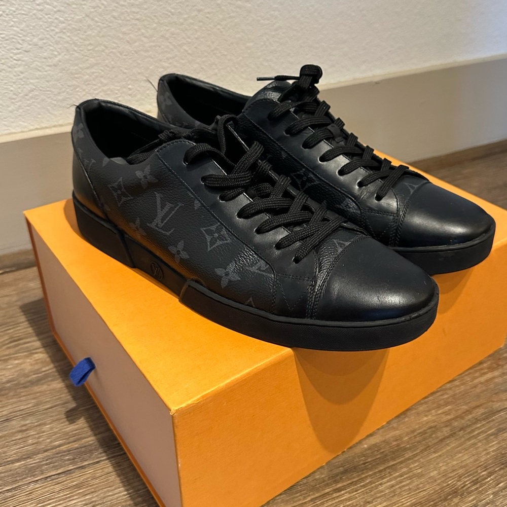 Louis Vuitton Black Monogram Sneakers | Size 11